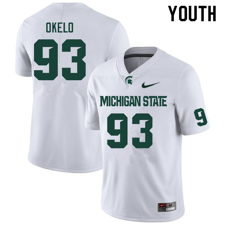Youth #93 Alex Okelo Michigan State Spartans College Football Jerseys Sale-White